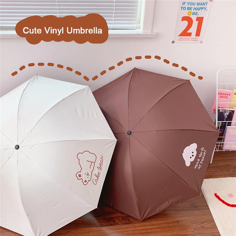 Paraguas de perro oso bonito, paraguas soleado de dibujos animados para mujeres y niños, protector solar plegable portátil ligero, protección UV