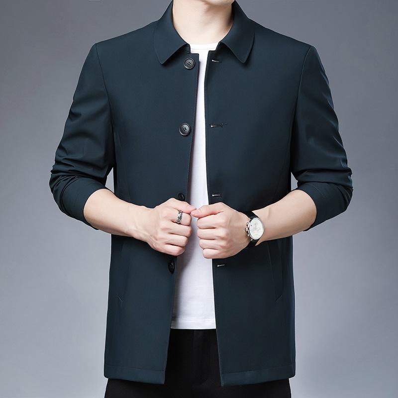 Autumn New Middle-aged and Elderly Men's Jacket Dad Jacket Long Button Coat Male Loose Large Size Jacket