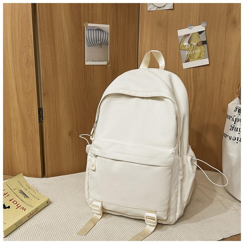 New Solid Color Schoolbag Female Simple Joker Leisure Travel Backpack Large Capacity Junior High School Students Shoulders.