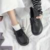 jk small leather shoes women's spring and autumn new British style retro single shoes flat bottom round head lace-up Korean version versatile student