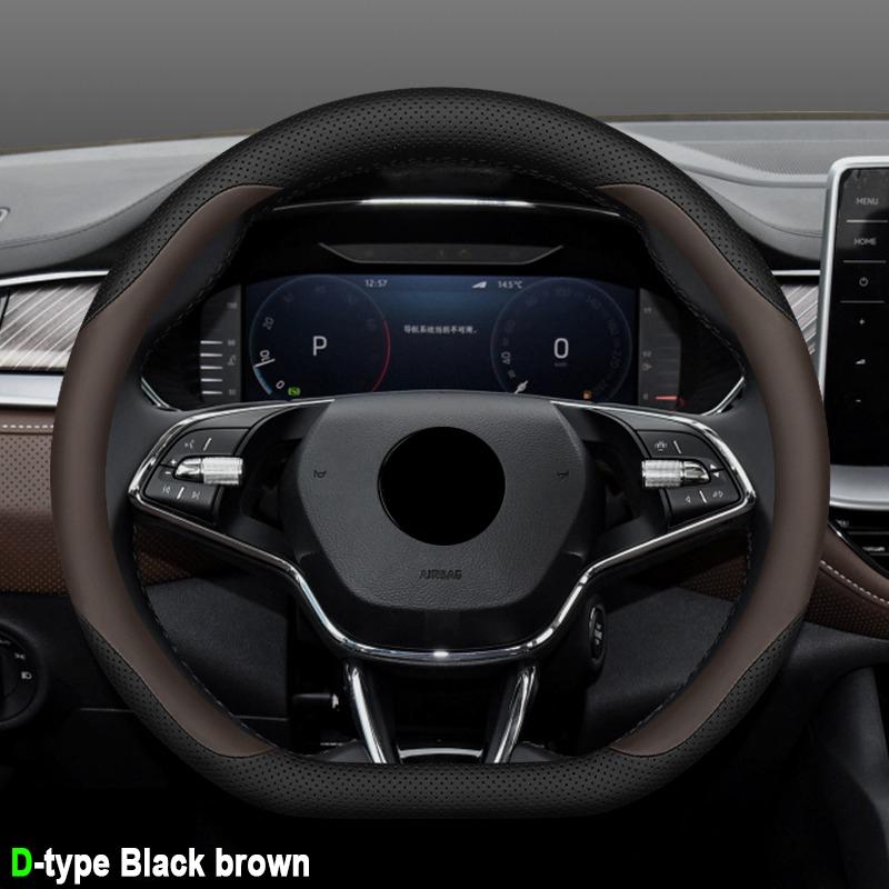 High Quality Leather Car Steering Wheel Cover Wrap for Skoda Octavia Rapid Superb Fabia Kodiaq Kamiq Anti-Slip Auto Accessories