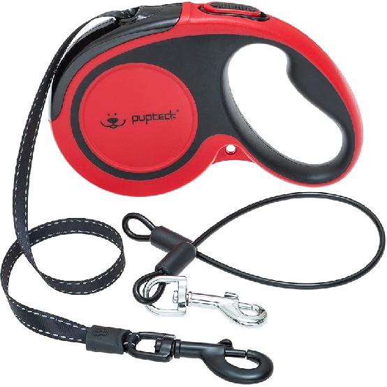 PUPTECK Retractable Dog Leash with Anti-Chewing Steel Wire, 360°Tangle-Free Pet Walking Leash for Small Medium Large Dogs, Heavy Duty Up To 110lbs,