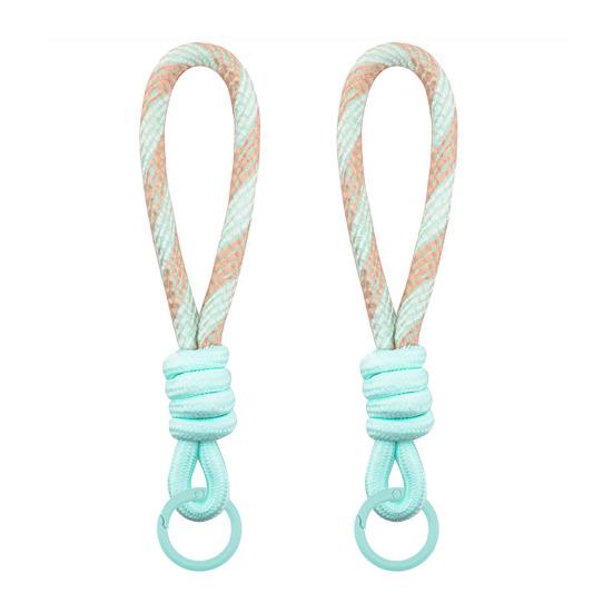 2Pcs Keychain Lanyard Two-Color Design Braided Rope Wrist Strap with Hanging Ring Keys Phone Bag Decor DIY Accessories