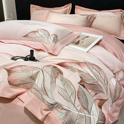New Cotton Pure Cotton Light Luxury Style Large Embroidery Four-piece Set, Jet Full Process Embroidery Quilt Cover, Bed Sheet and Mattress Optional