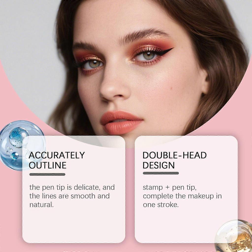 Zephoco Black Double-Headed Waterproof Seal Eyeliner Pen Does Not Require Ink. Beginners Can Print It In One Go And It Is Not Easy To Smudge