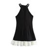 2024 Autumn Women's European & American Style Studded Halter Lace Dress