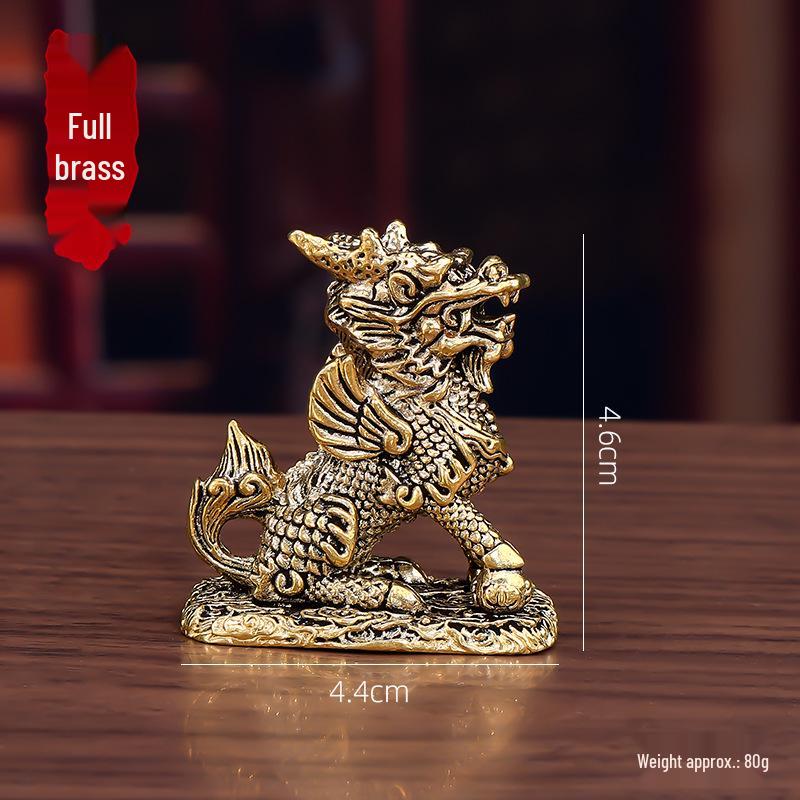 Pure Brass Qilin Ornaments Pair - Auspicious Home & Office Decor