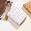 Cute Bow Print PU Leather Card Holder Multiple Slots Secure Zipper Coin Purse Small Wallet for Weekend Trips