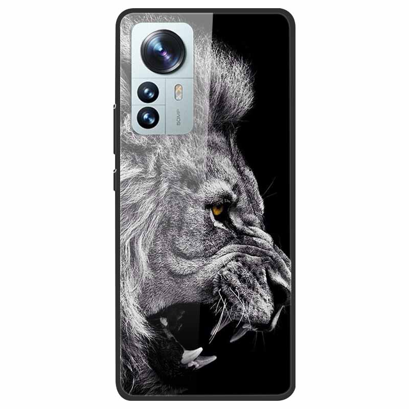 Tempered Glass Case For Xiaomi 12 Pro Cover Hard Shockproof Cases for Xiaomi Mi 12X 12 Lite Pro Funda 12Pro Coque Luxury Wolf