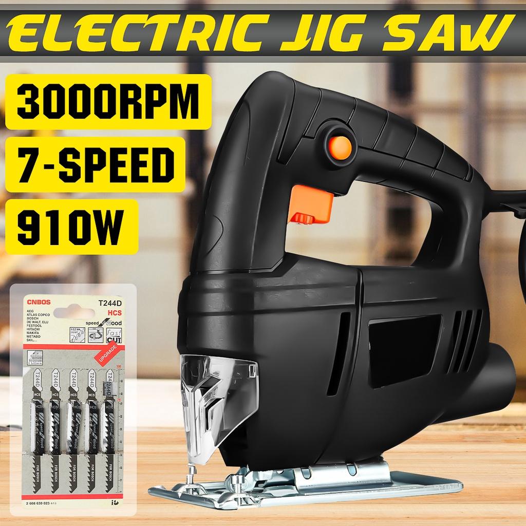 DC 220V 50-60Hz 910W Wyrzynarka Z Regulacją Prędkości Piła Elektryczna z 5 Ostrzami Piła Włosowa do Drewna Metalowa Linijka do Obróbki Drewna