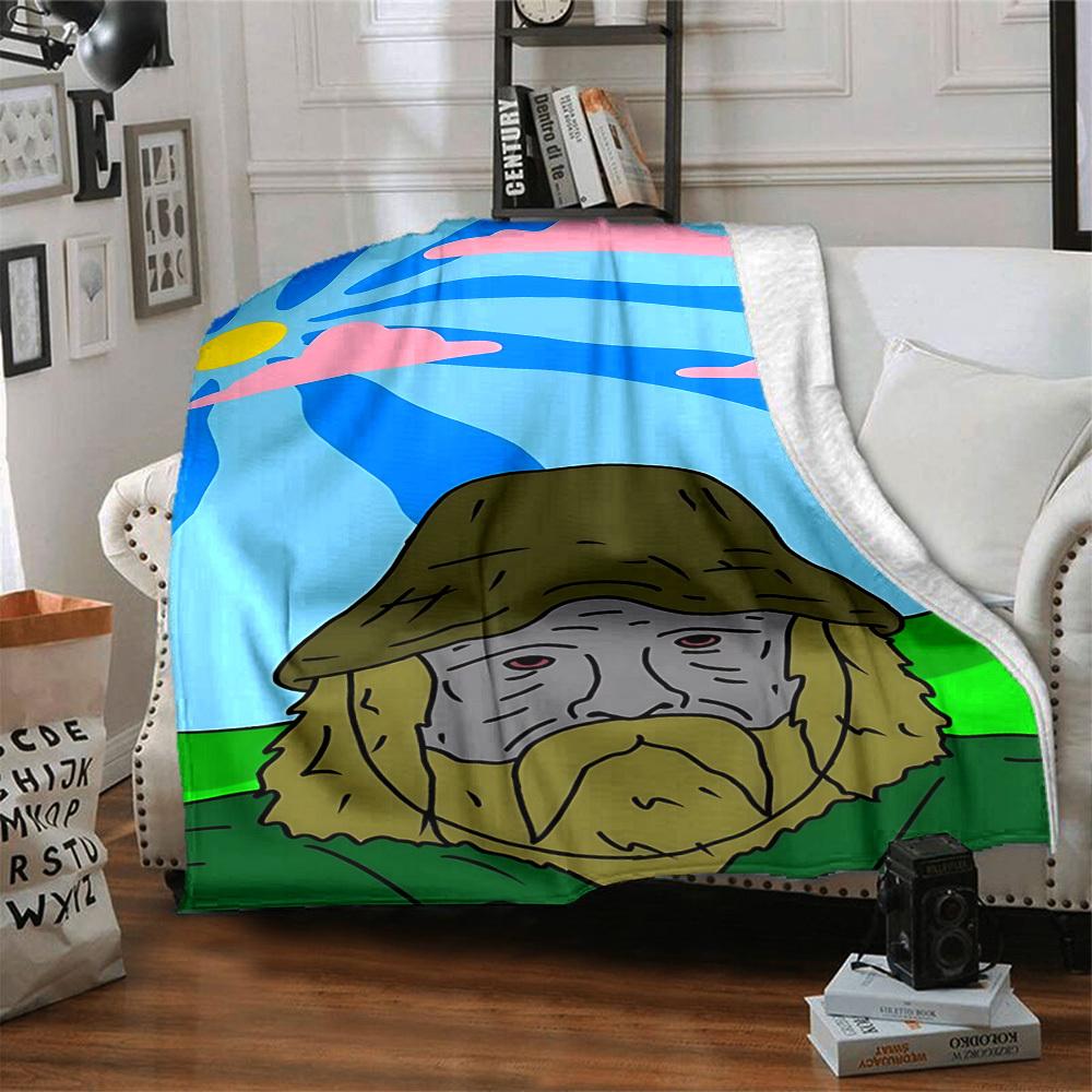 1pc man hooded Soft Warm Throw Blanket Nap Blanket For Couch Sofa Office Bed Camping Travel,Comfortable