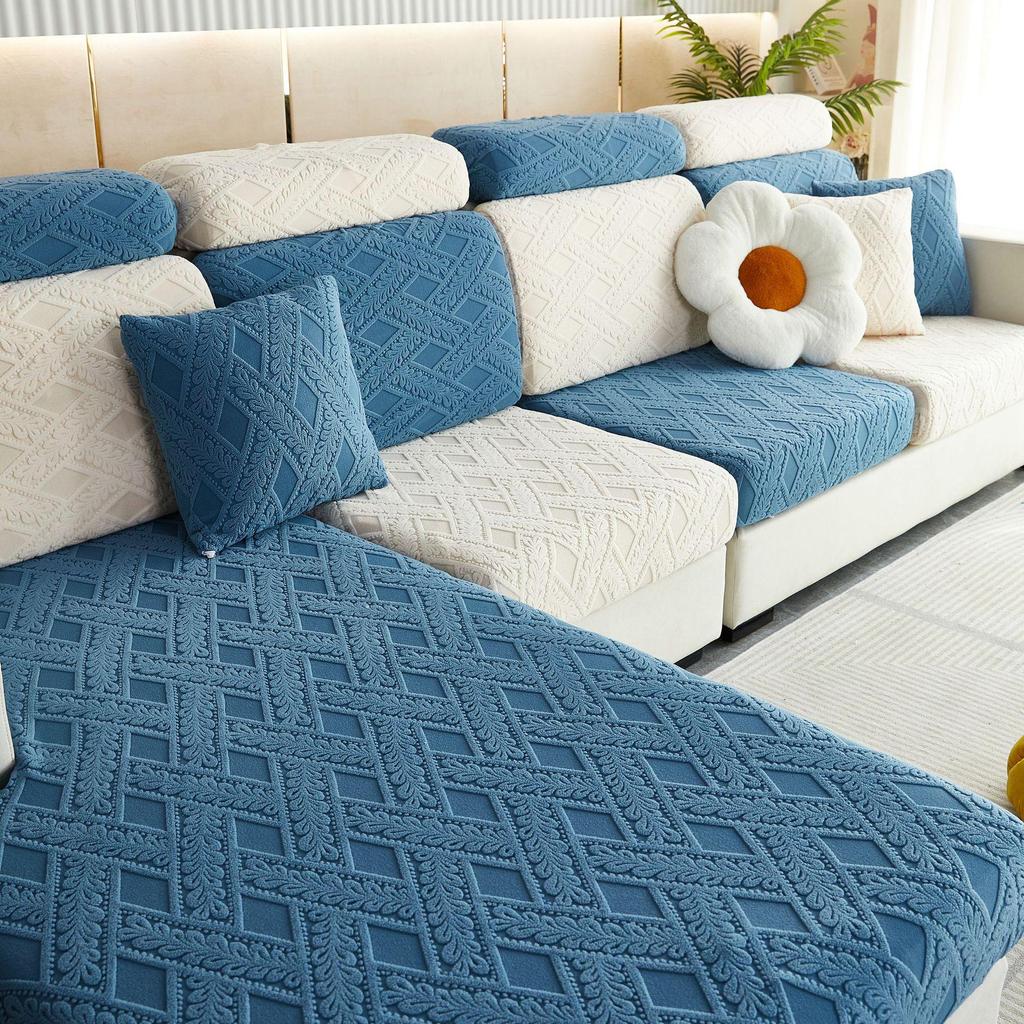 Thickened Jacquard Velvet Elastic Sofa Cover with Cushion Cover.