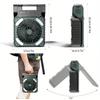 Portable Desk Fan 90°tiltadjustable Solar Rechargeable Camping Fan 4-speeds wind with timer,3modes LED Light,Emergency Power Fan