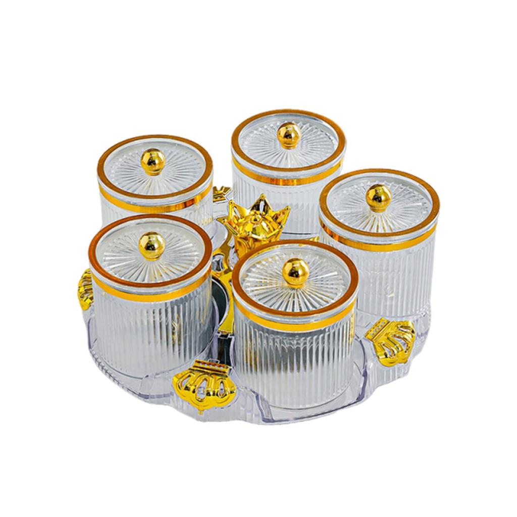 Rotatable Appetizer Snack Tray Five Compartment Dried Fruit Plate Food Storage Platter for Kitchen or Restaurant