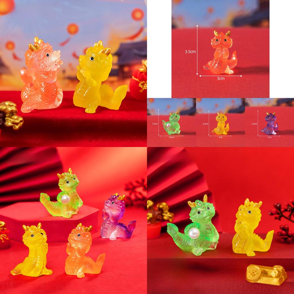 Cute Semi-transparent Lucky Dragon Resin Figurine Desk Ornament Blind Box Accessory