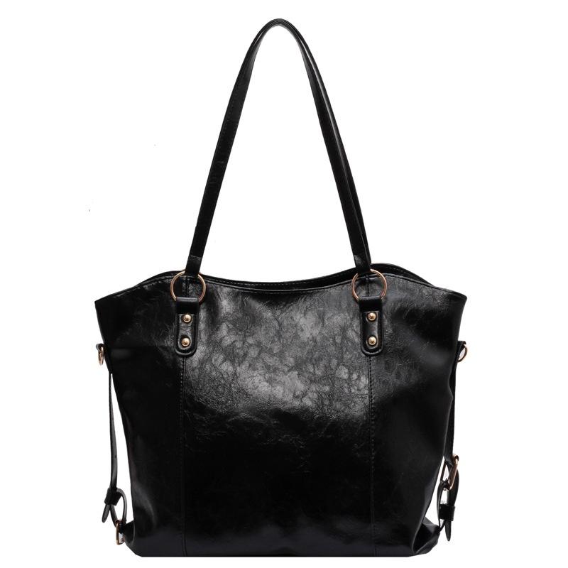 Trendy Street Style Women's Tote Bag Large Capacity Pu Material Available In Black Coffee Ivory