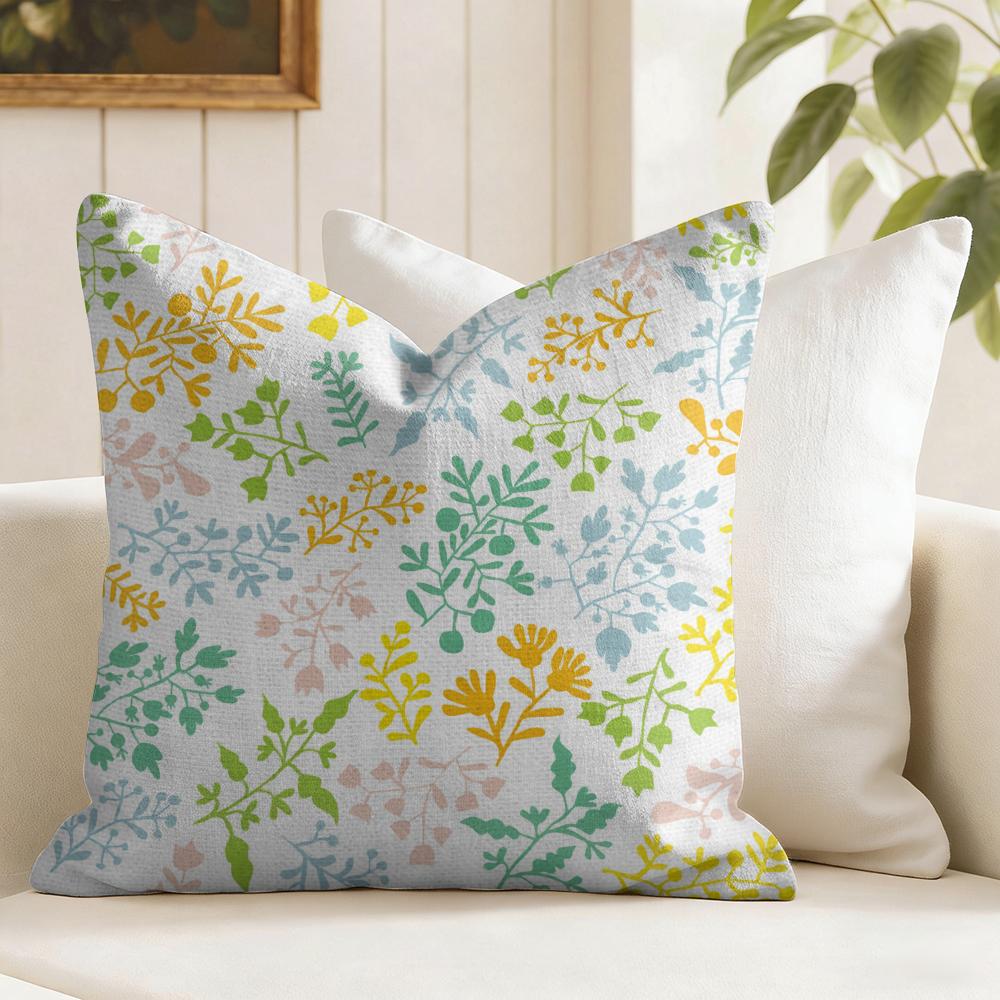 Boho Wildflowers Pattern Cushion Cover Natural Linen Pillow Cover Double-Sided Print Cushion Cover For Sofa Home Decor