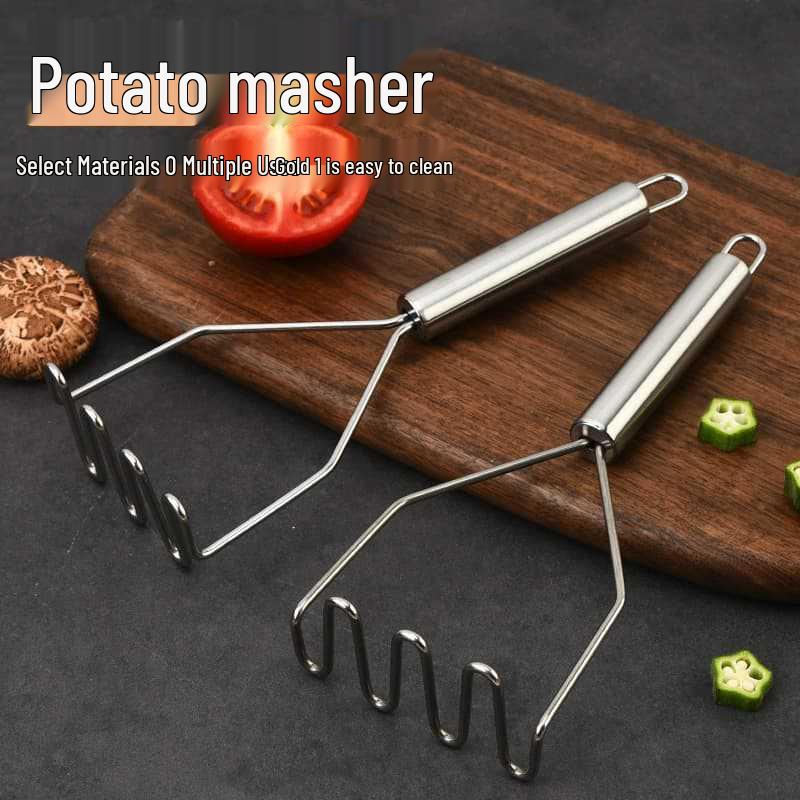 Stainless Steel Manual Potato & Baby Food Masher, Wavy Potato Press Kitchen Gadget