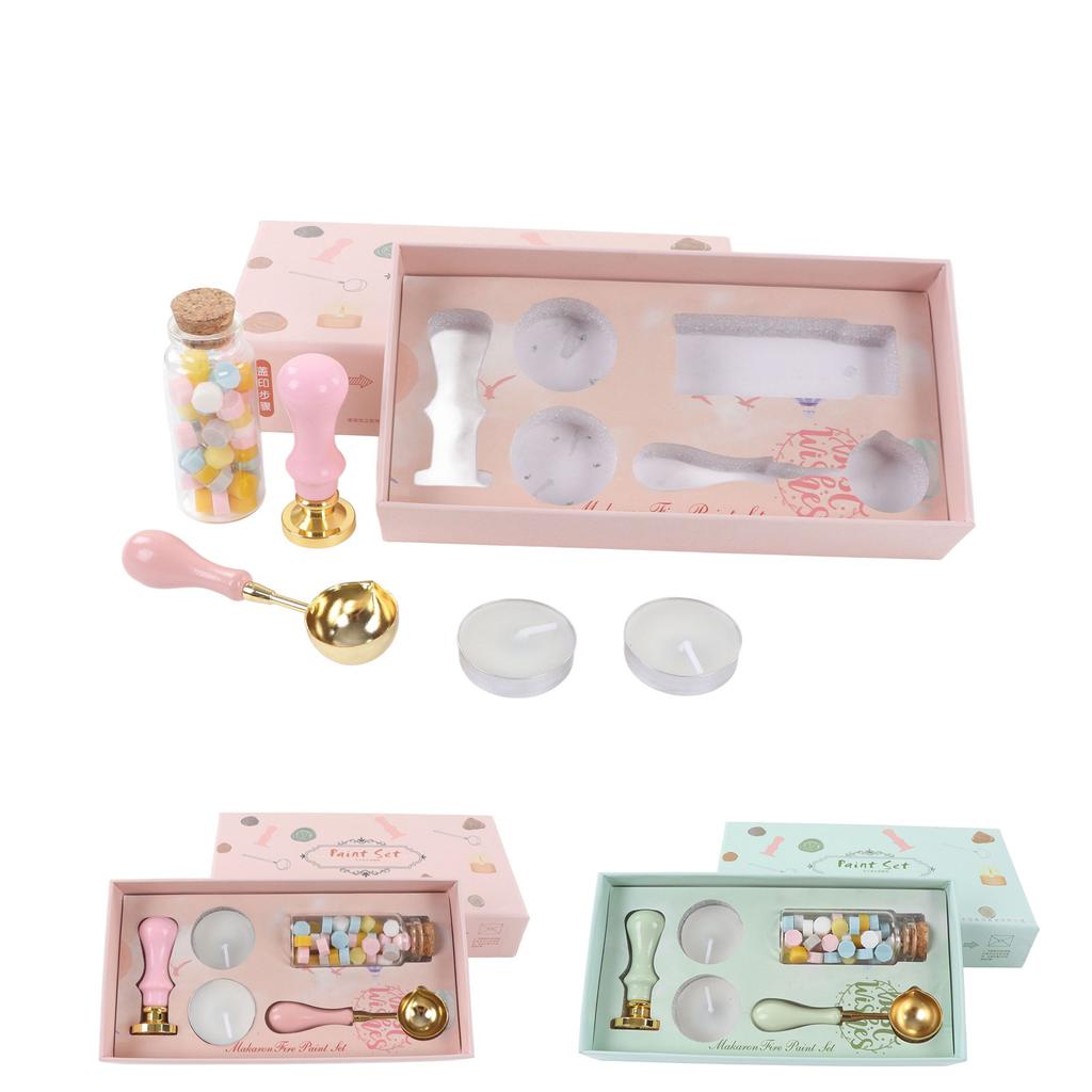 Wax Stamp Kit Retro Removable Handle Iris Pattern Wax Stamp Sealing Kit for Envelope Invitation