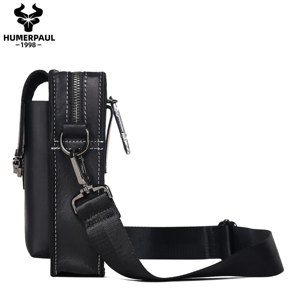 Humerpaul New Men Bags First Layer Cowhide Shoulder Bag Retro Messenger Bag Multi-function Tool Storage Bag Sports Waist Bag