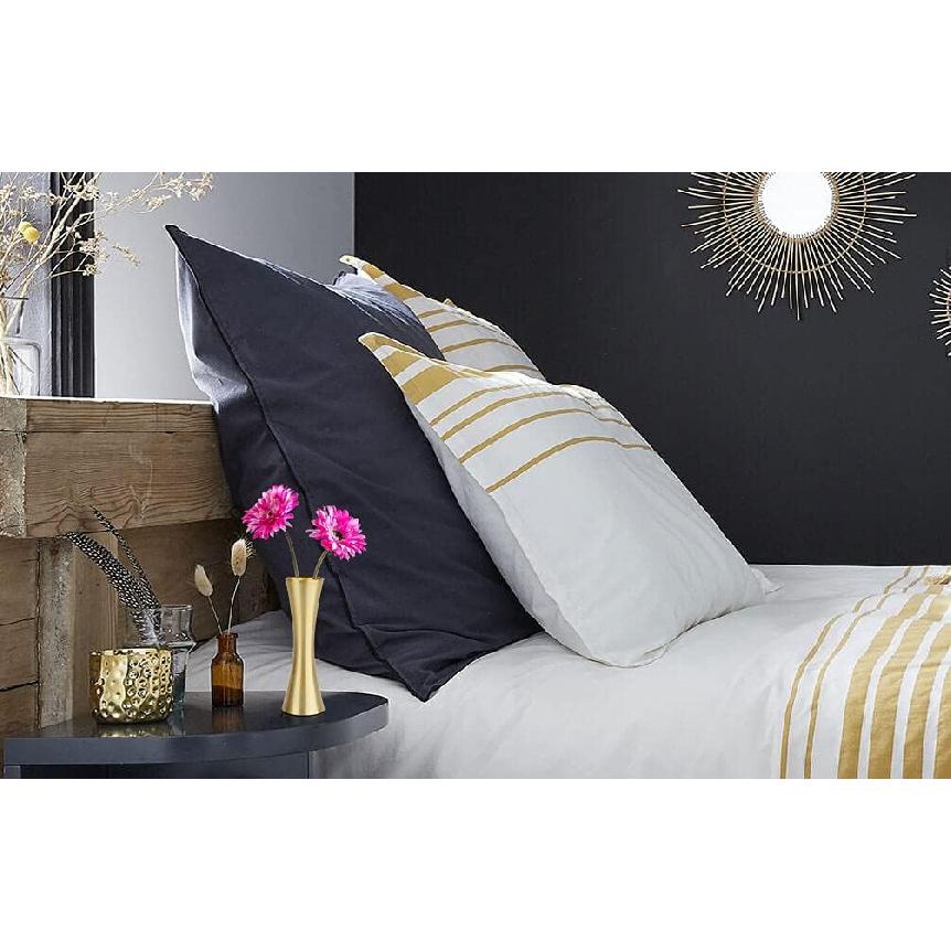 Vixdonos 6.7 inch Brass-Toned Metal Vase Small Flower Vase Set of 2 Modern Decorative Vase for Home Decor, Wedding or Gift(Gold)