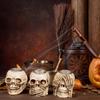 Halloween Skull Candlestick Ornaments Gothic Style Desktop Skull Candlestick Decor Ghost Skull Candlestick for Home Room Decor