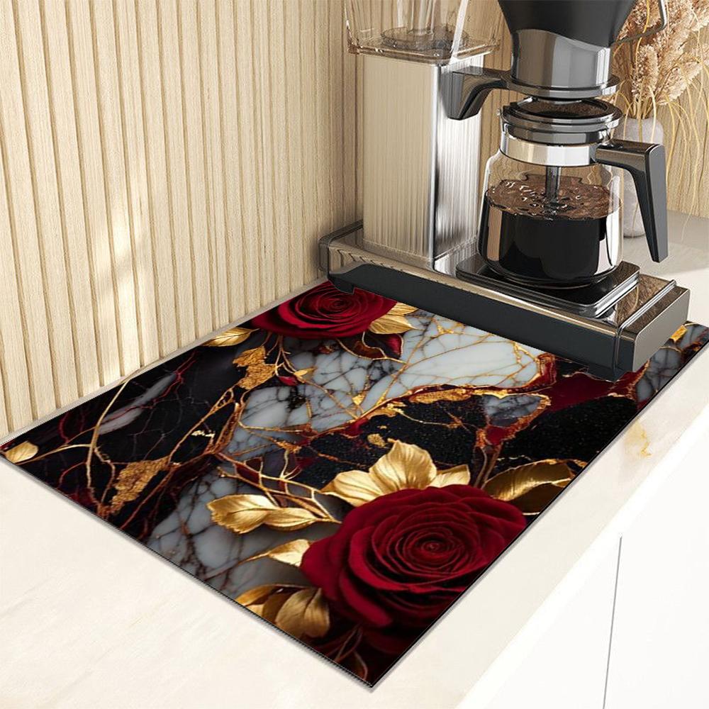 Tappetino da Cucina Super Assorbente con Stampa Marmo Tappetino Asciuga Stoviglie Asciugatura Rapida Tappetino Scolapiatti Tappetino per Stoviglie Antiscivolo Sottopiatto da Pranzo Caffè