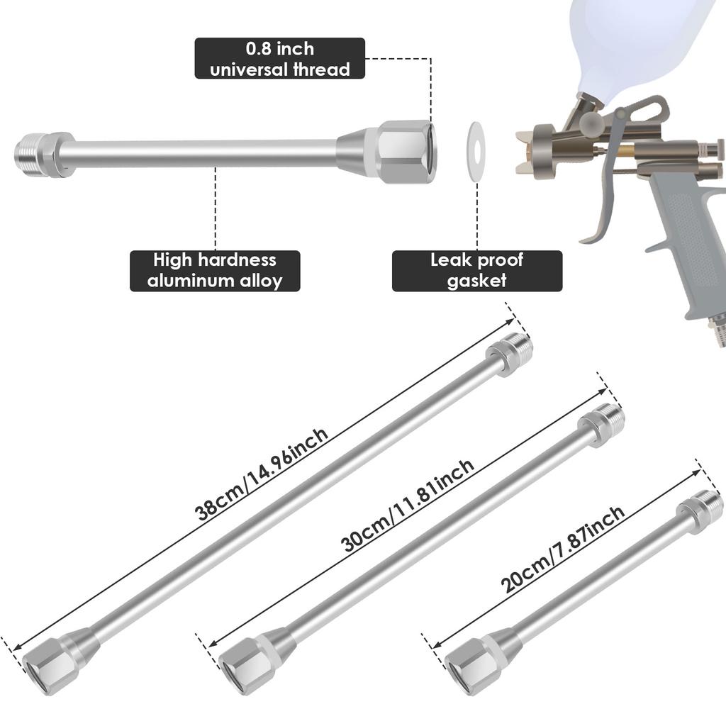 3PCS Airless Paint Sprayer Tip Extension Pole Spray Tool Spray Gun Extension Pole Aluminum 20/30/38 Cm Tool Parts Accessories