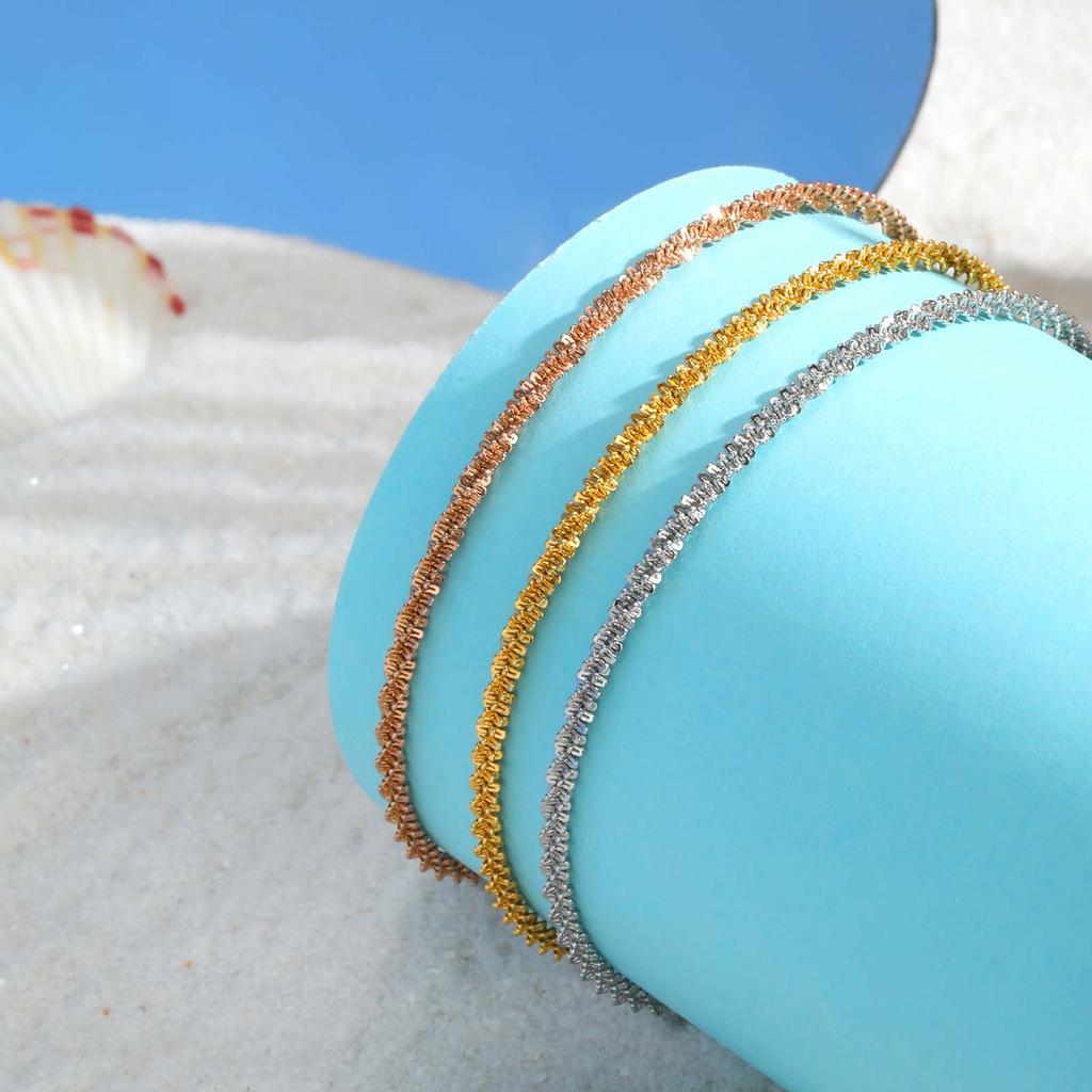 Stainless Steel Sparkling Ankle Chain Bracelet for Women, Gold Plated Trendy Minimalist Anklet, Waterproof Birthday Jewelry Gift