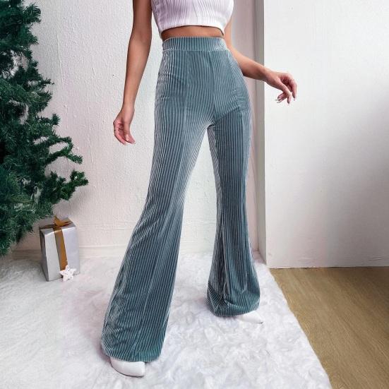 Retro Corduroy Flared Pants High Waisted Wide Leg Trousers for Women Solid Color Loose Casual Pants for Work Travel And Daily Wear