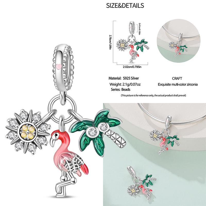 100% Copper Cute Little Bear Butterfly Flamingo Charms Beads Rose Princess Pendants Fit Diy Bracelets Jewelry Gifts