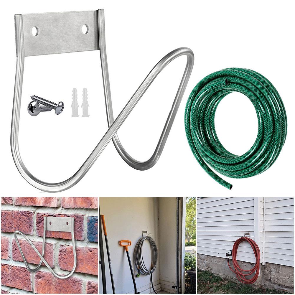 Stainless Steel Garden Hose Holder Wall Mount Water Hose Hanger Water Hose Holder for Outside Yard