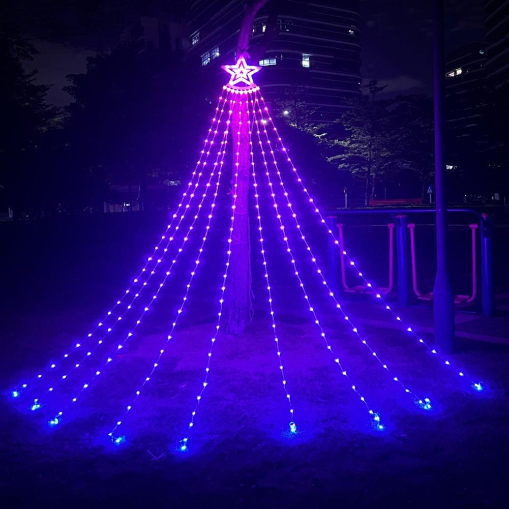 Christmas Decorations Star String Light With Remote APP Control 11FT 305LED RGB Christmas Tree Waterfall Light Timer Music Sync