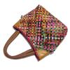 Women'S Bag Leather Hand-Woven Bag Ethnic Style Color Striped Women'S Portable Messenger Bag