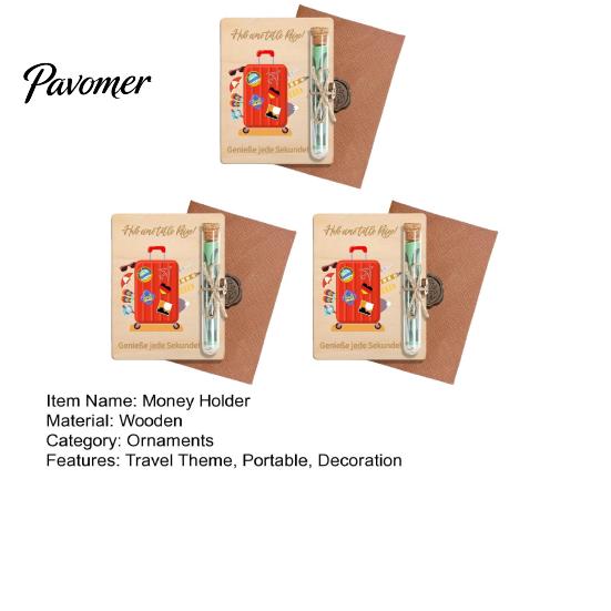 Money Gift Holder 1/2/3Pcs Travel Cash Wooden Red Luggage Anti-deformation Card Men Women Desktop Decoration Ornament