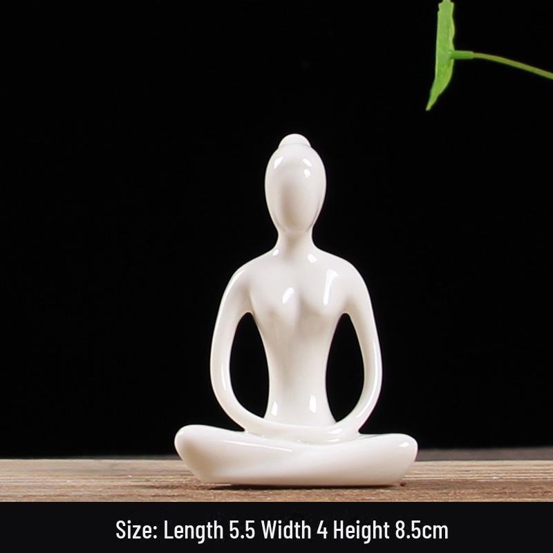 Yuxuan Modern Creative Yoga Girl Ceramic Ornament – Minimalist Home Décor Statue