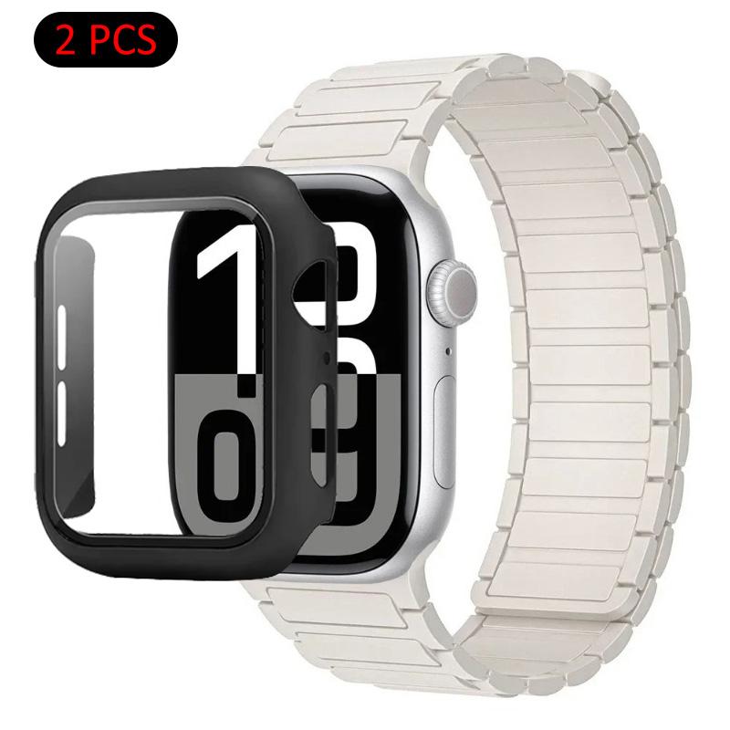 Silicone Strap+Case For Apple Watch Ultra 3/2/1 49mm 11 10 46mm 42mm Magnetic Band iWatch 9 8 7 45mm 41mm 6 5 SE 44mm/40mm Cover