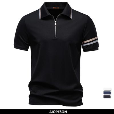 Polo da Uomo Collo con Mezza Zip Colore Unico Traspirante Casual Polo per Uomo Top Moda Estiva