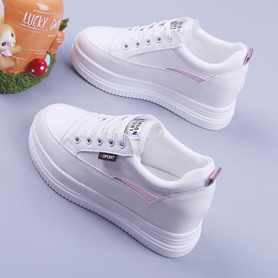 Damskie buty na platformie muffin 2025 wiosna i lato nowe casualowe i cienkie damskie pojedyncze buty wszechstronne wewnętrzne zwiększenie wysokości niski wierzch małe białe sh
