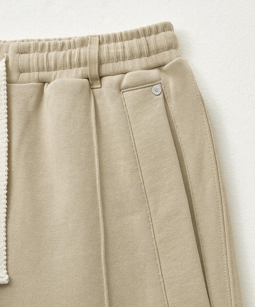 Seteo Cotton Elastic Waist Sweatpants Beige (Type A)