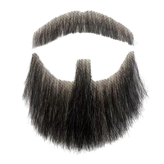 2Pcs Fake Beard Goatee Mustache Handmade Invisible Lace Facial Hair False Goatee Beard Halloween Dressing Men Makeup Drama Party Movie Prop