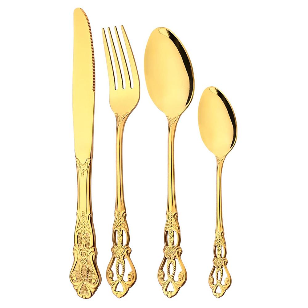 4-teiliges Luxus Royal Besteckset, Edelstahl Besteckset Service für 1, Spülmaschinenfest
