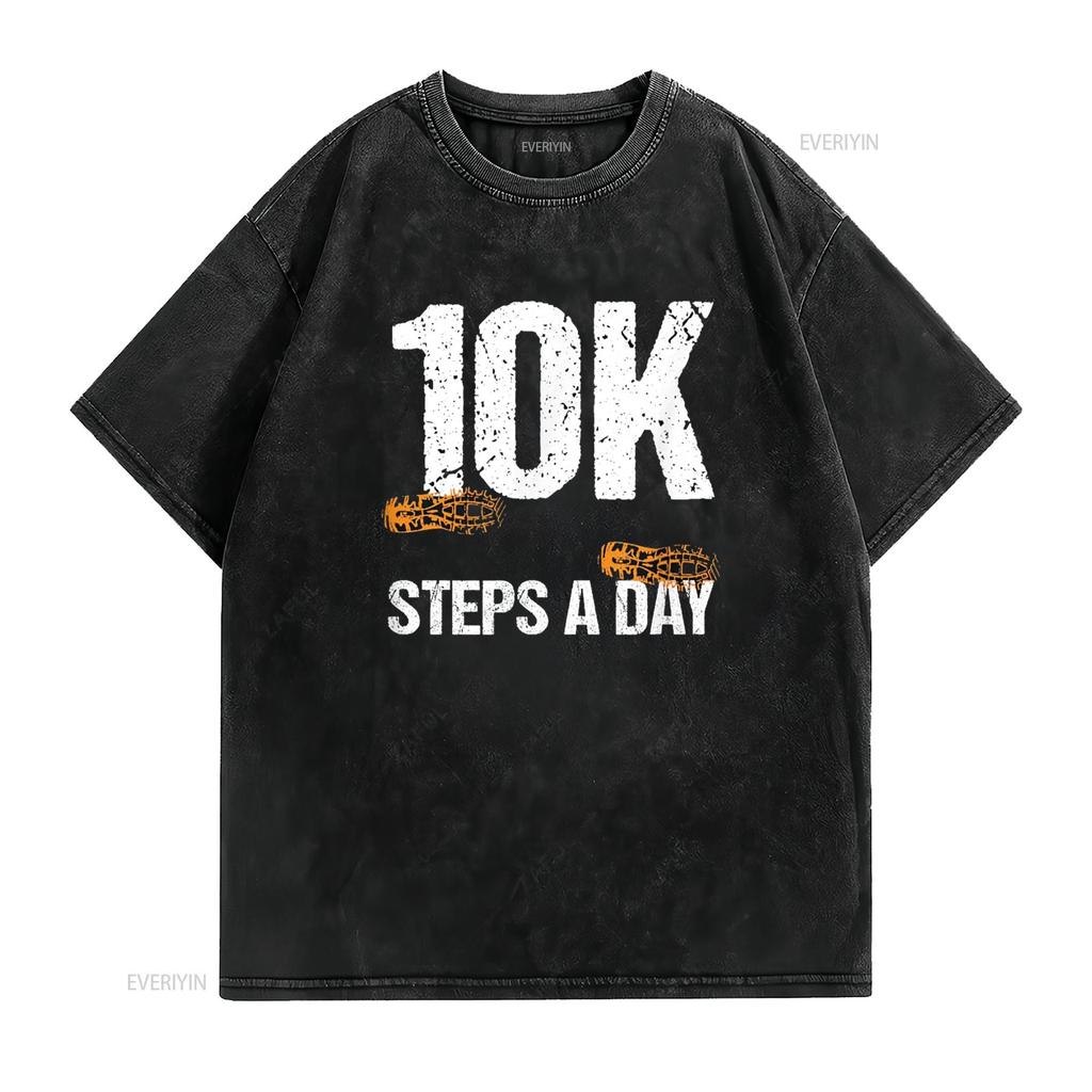 10000 Steps A Day New Year Health and Fitness Goals Walking T Shirt vintage Washed Breathable Soft streetwear designer clothes