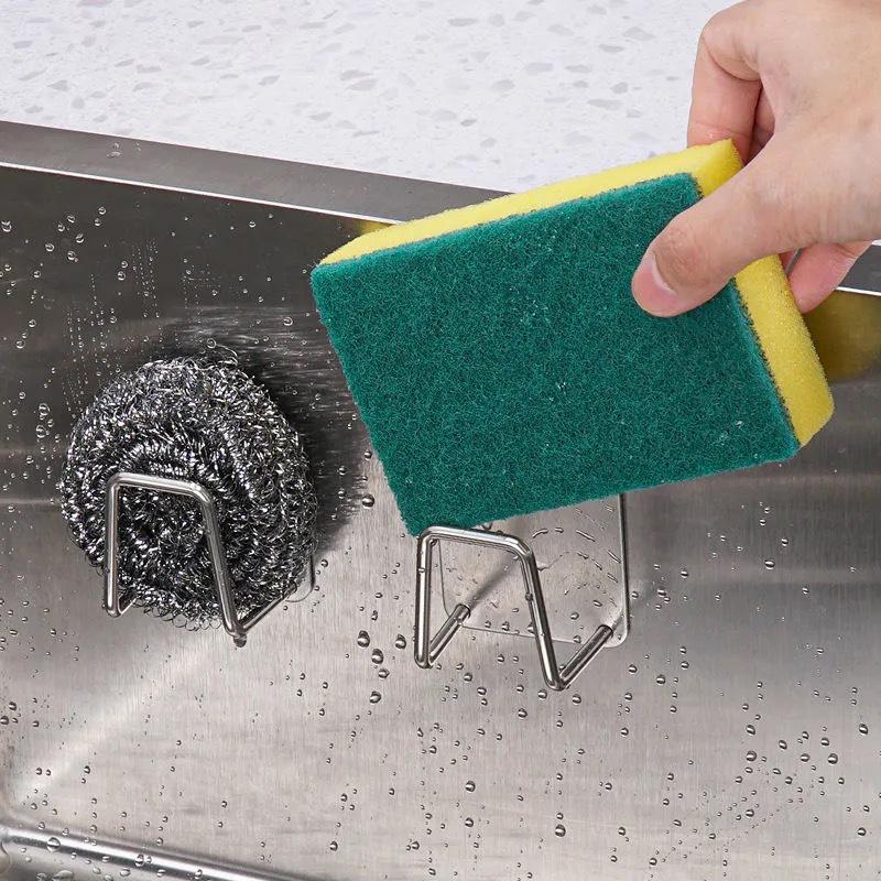 Stainless Steel No-Drill Sink Sponge & Dishcloth Drain Rack