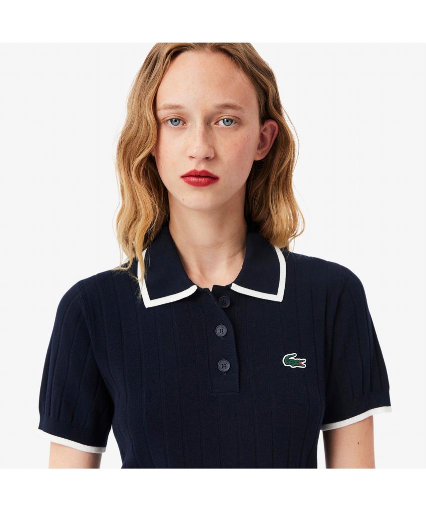 LACOSTE Women'S Golf Color Tipping Short Sleeve Sweater Polo Shirt Af9430-55N Hhw