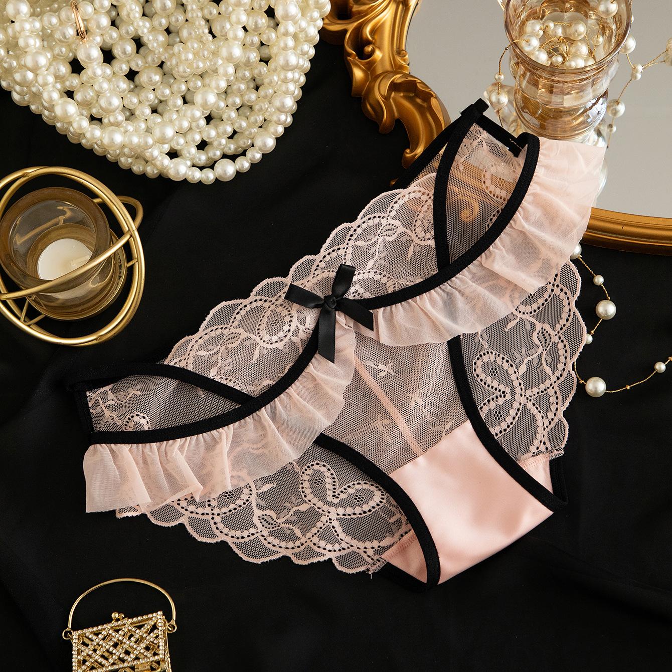 

Кружевные трусики с низкой посадкой Трусики феи для женщин L розовый