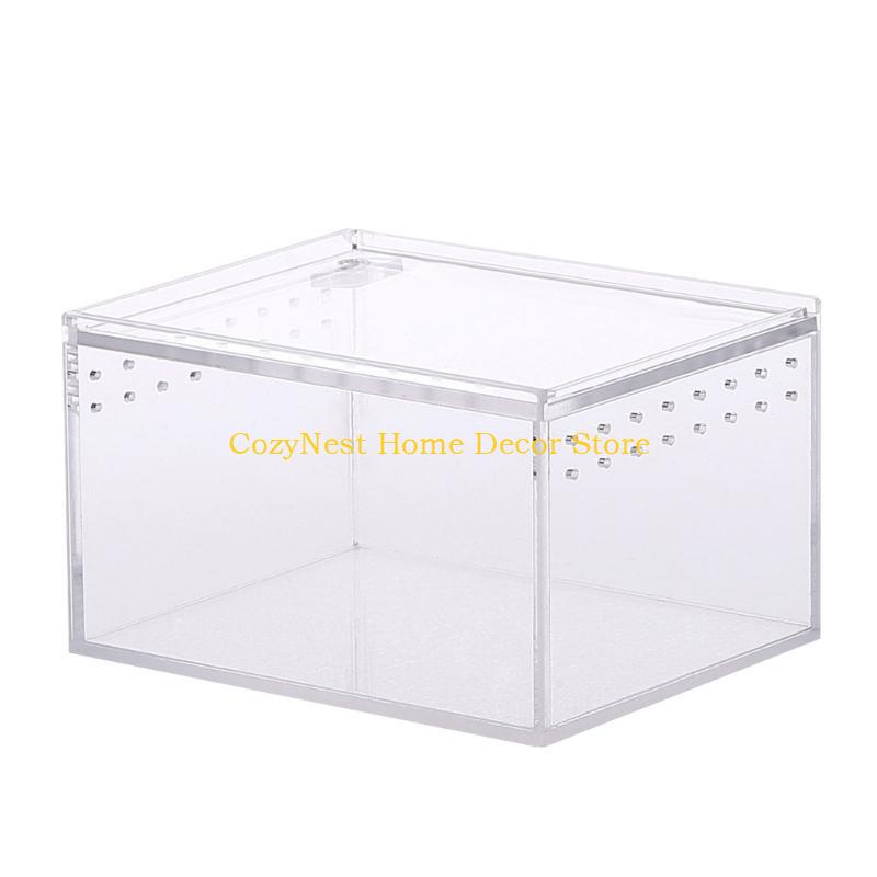 92MF Reptile Feeding Box Snake Breeding Box Lizards Cage Habitat Hatching Container Clear Portable Pet House for Spider