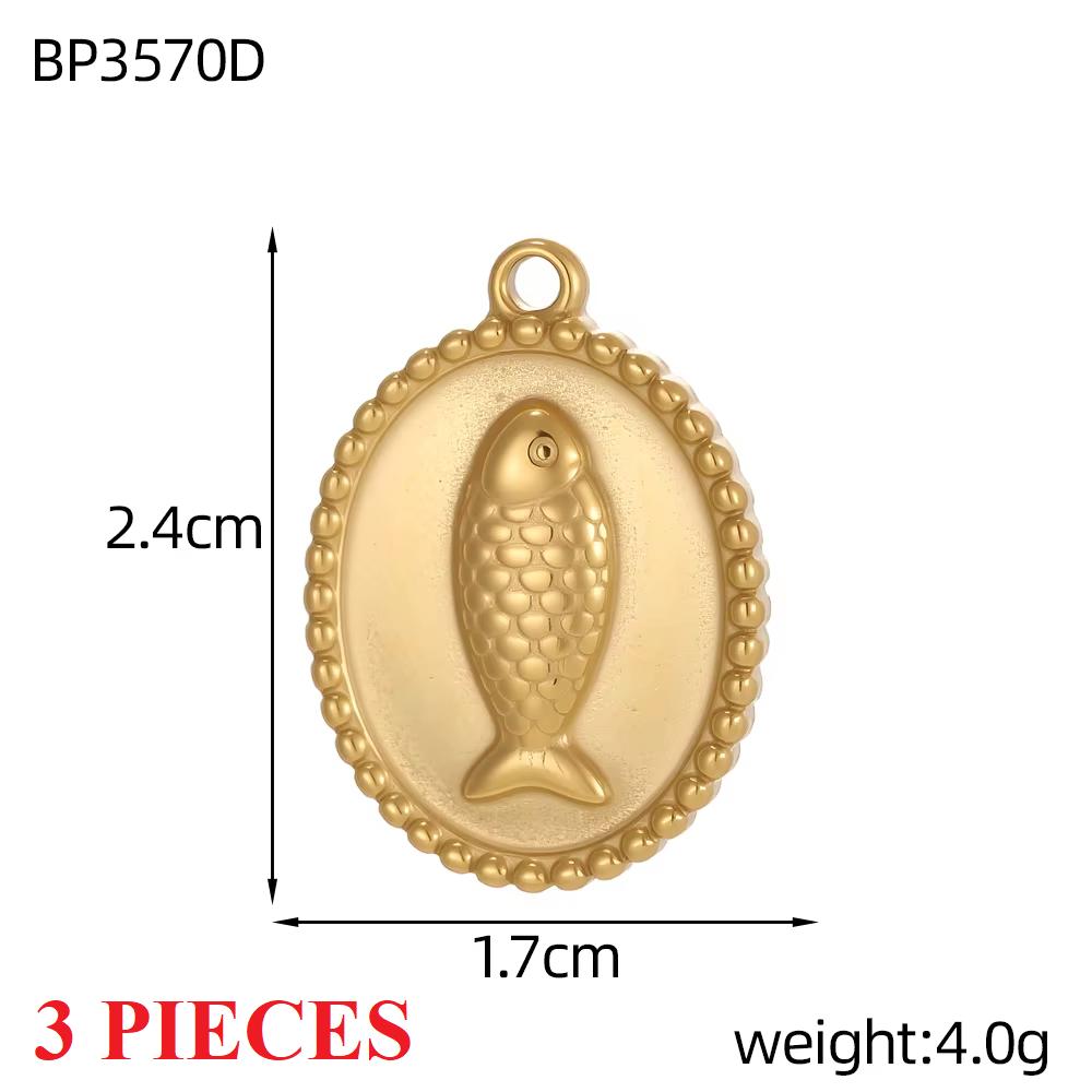 3PCS/LOT CARLIDANA Gold Plated Stainless Steel Charms, Flower Animal Heart Bow Pendants for DIY Necklace Jewelry Making
