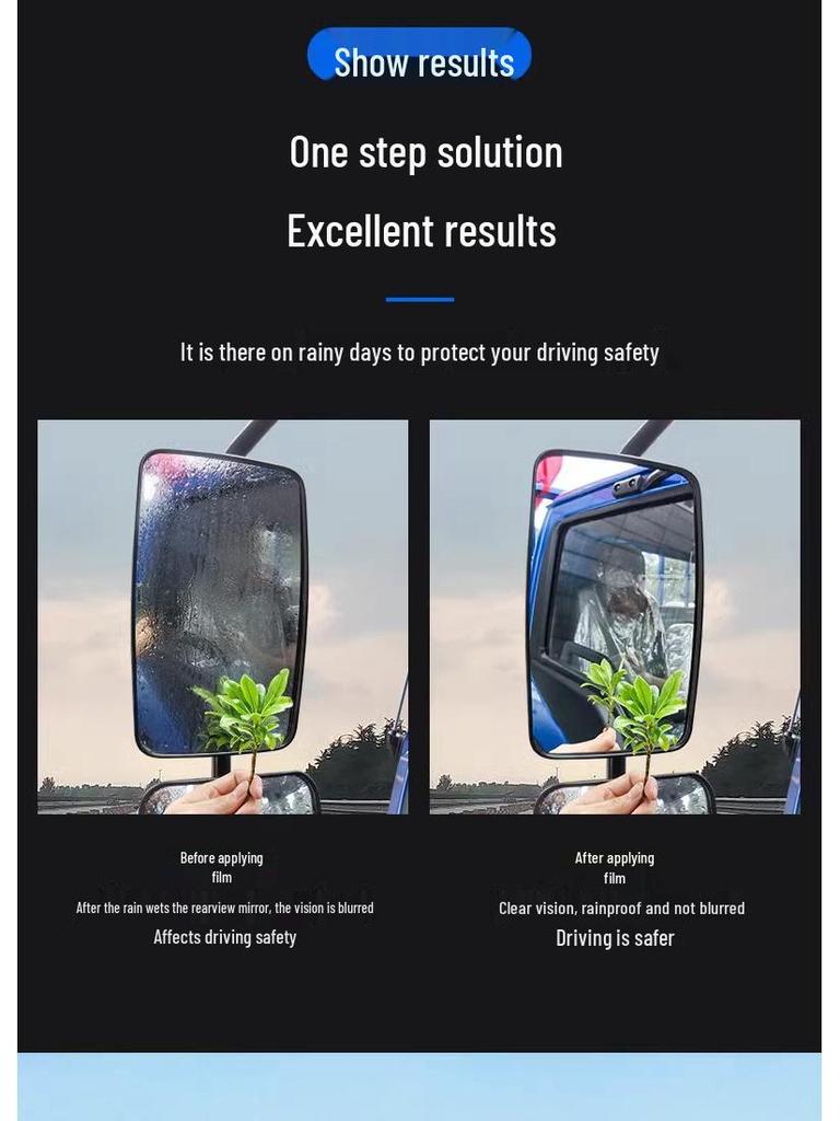Waterproof Anti-Fog Anti-Glare Rearview Mirror Rainproof Film for Trucks