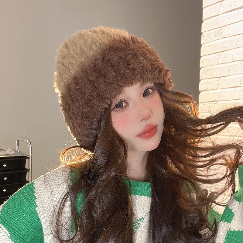 Cappello di Lana Carino con Orecchie d'Orso Giapponese per Donna in Autunno e Inverno Nuovo Caldo Cappello a Maglia che Mostra il Viso Protezione per Collo e Orecchie Cappello